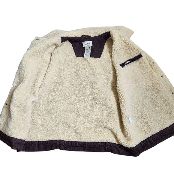 L.L. Bean Vintage Brown Corduroy Sherpa Lined Vest Pockets Women's Large Y2K - Picture 7 of 12